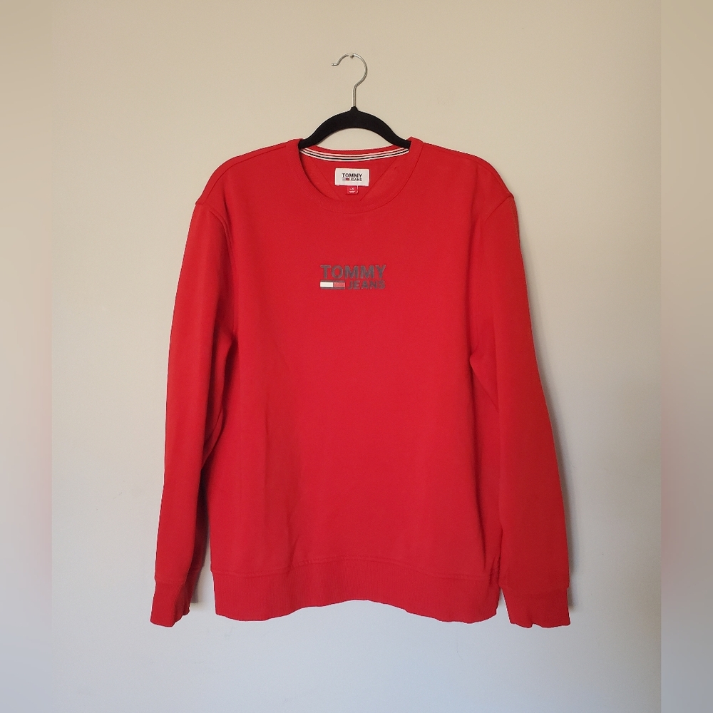 Tommy Hilfiger Red Crewneck Sweatshirt Unisex Size Large